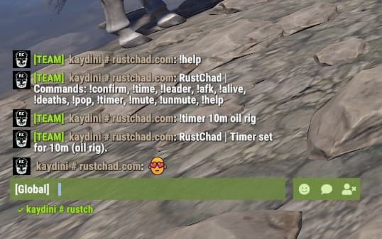 rustchad's in-game !help command list